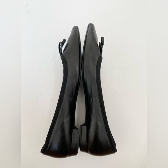 Prada Black leather pointed toe Logo embellished bow tie flats 38 - Picture 7 of 10